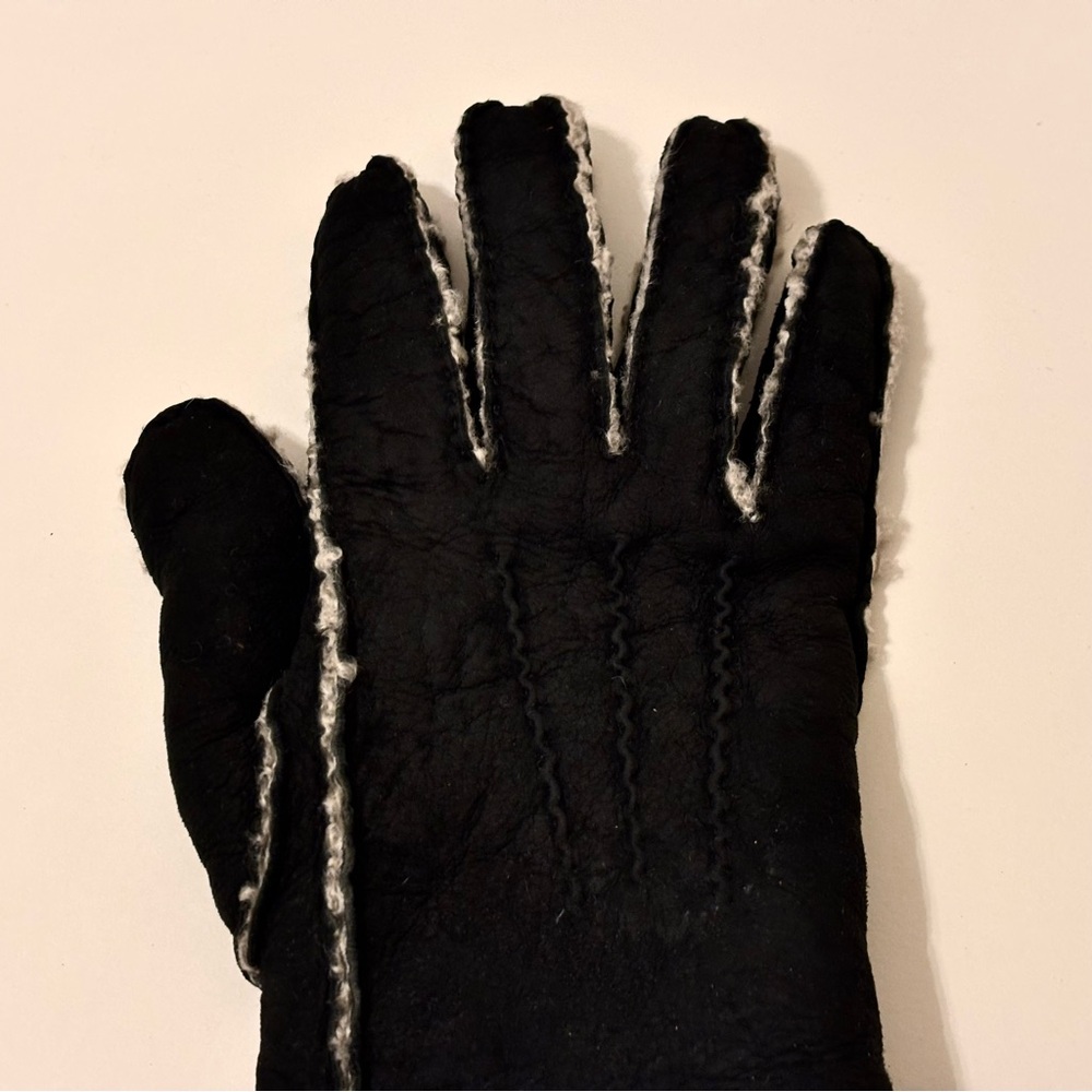 Portolano Women’s Black Sheepskin Shearling Fur Winter Gloves Size 7 - Picture 7 of 13